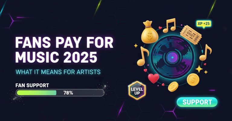 Colorful thumbnail showing emojis and the text “Fans Are Finally Paying for Music in 2025 – What It Means for Artists.”